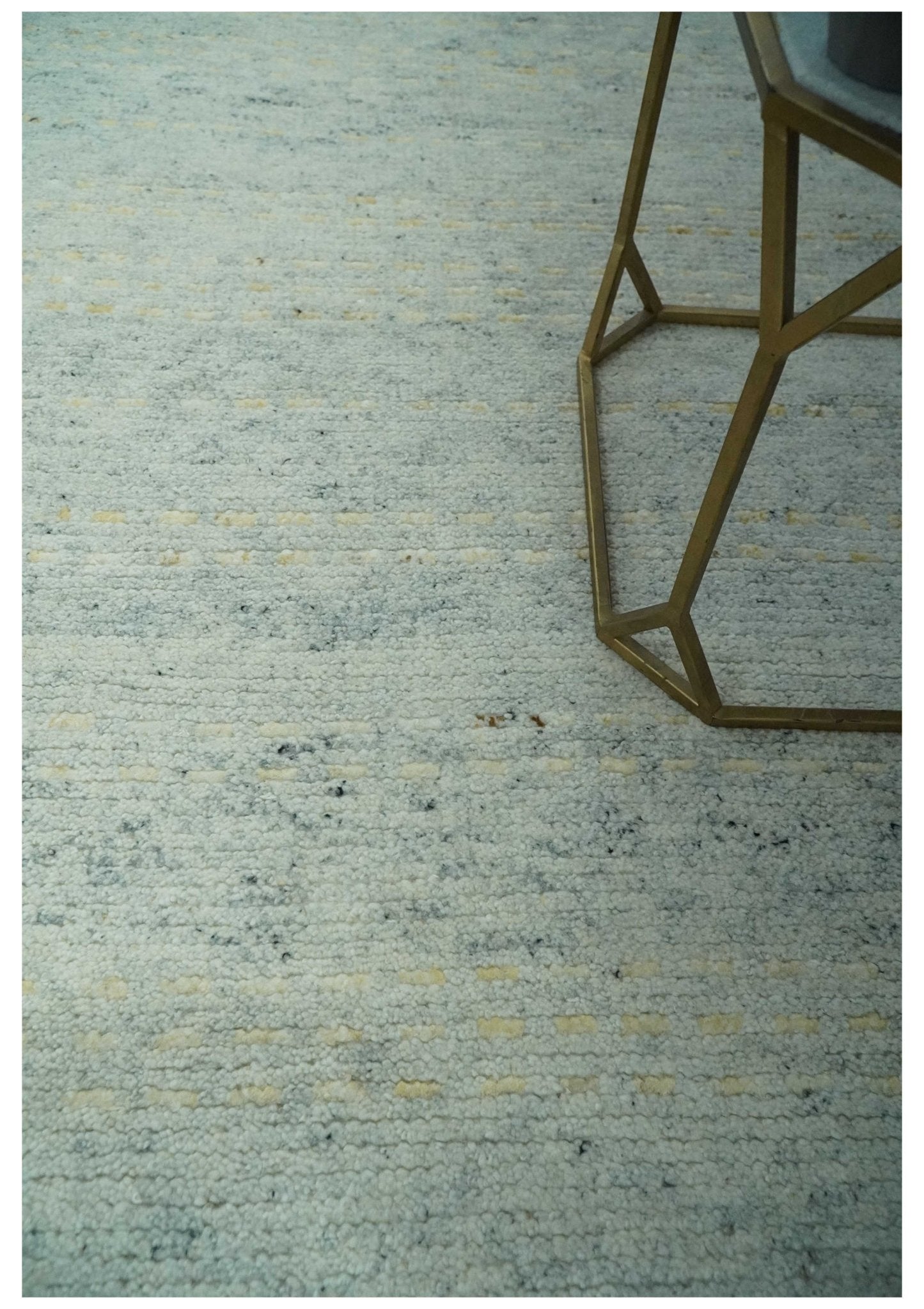 Custom Made Silver, Gray and Beige Stripes Design Hand Knotted wool Area Rug