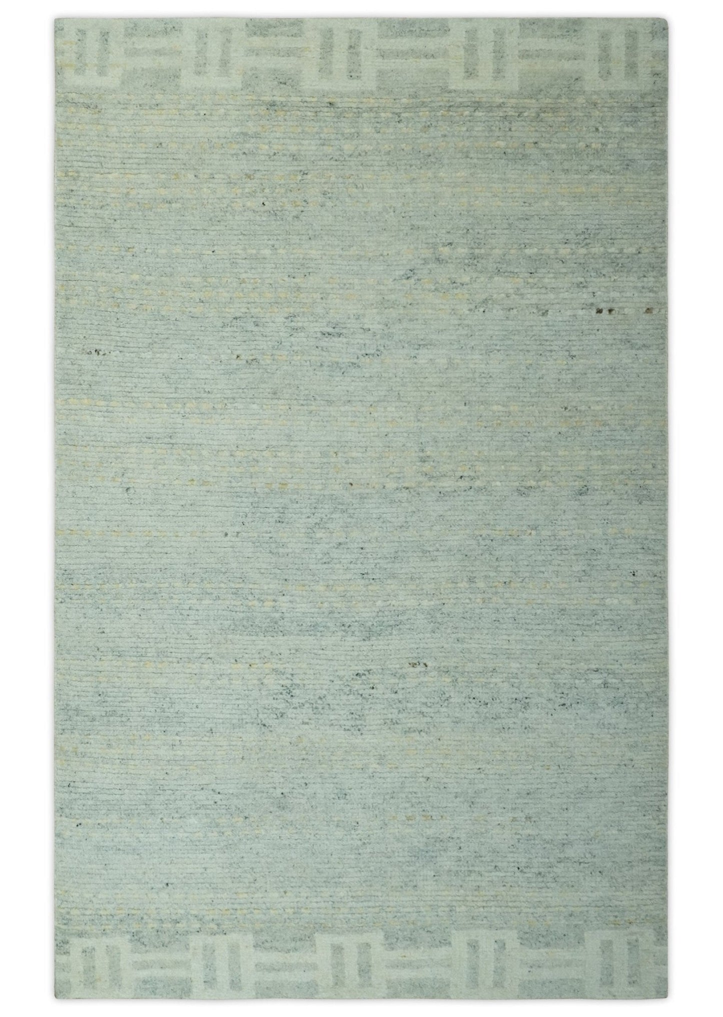 Custom Made Silver, Gray and Beige Stripes Design Hand Knotted wool Area Rug