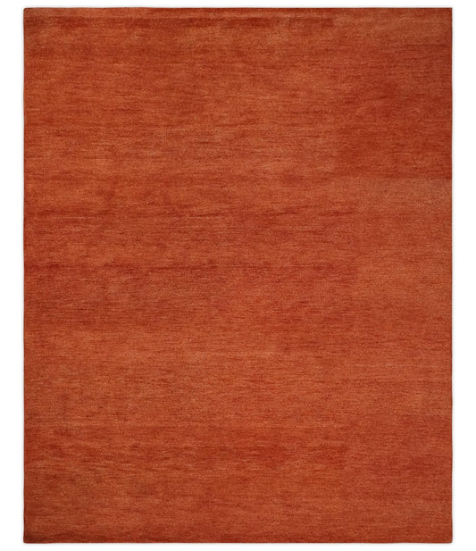 Custom Made Solid Plane Rust Woolen Hand Tufted Multi Size wool Rug