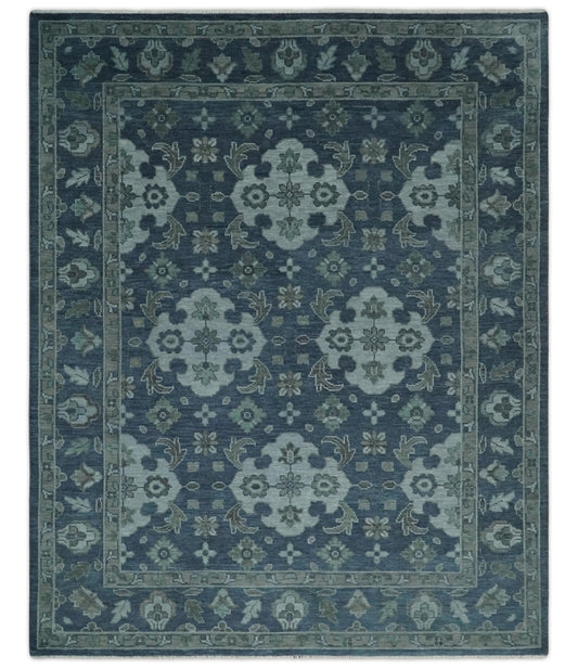 Custom Made Traditional Design Blue, Silver and Gray Hand knotted wool Area Rug