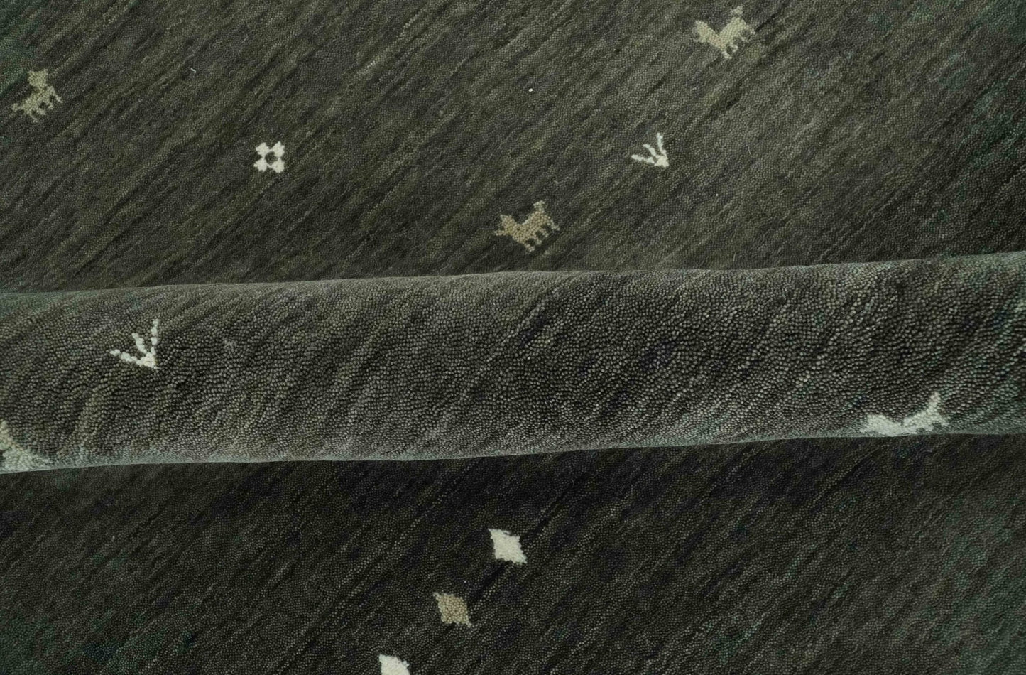 Custom Made Tribal Gabbeh Dark Green wool Area Rug