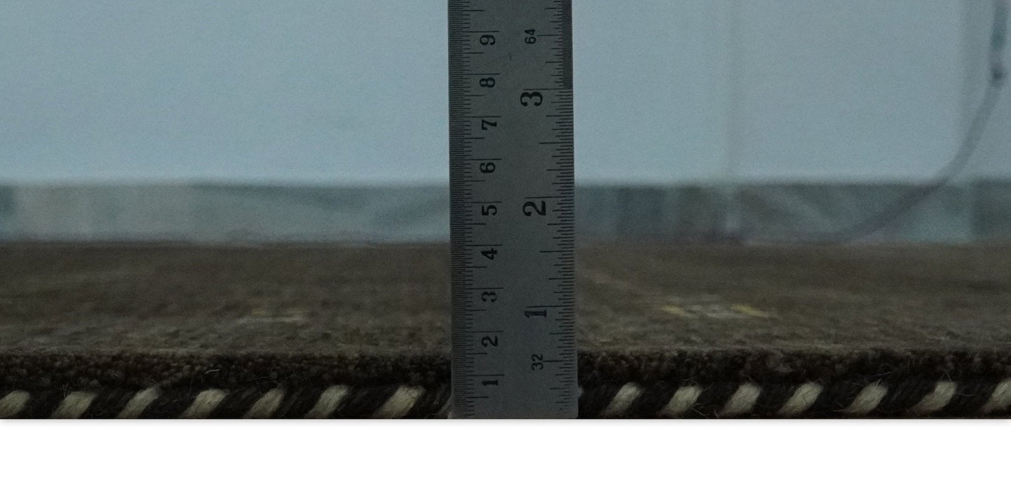 Custom Made Tribal look Greenish-Brown Traditional Hand loom Wool Area Rug