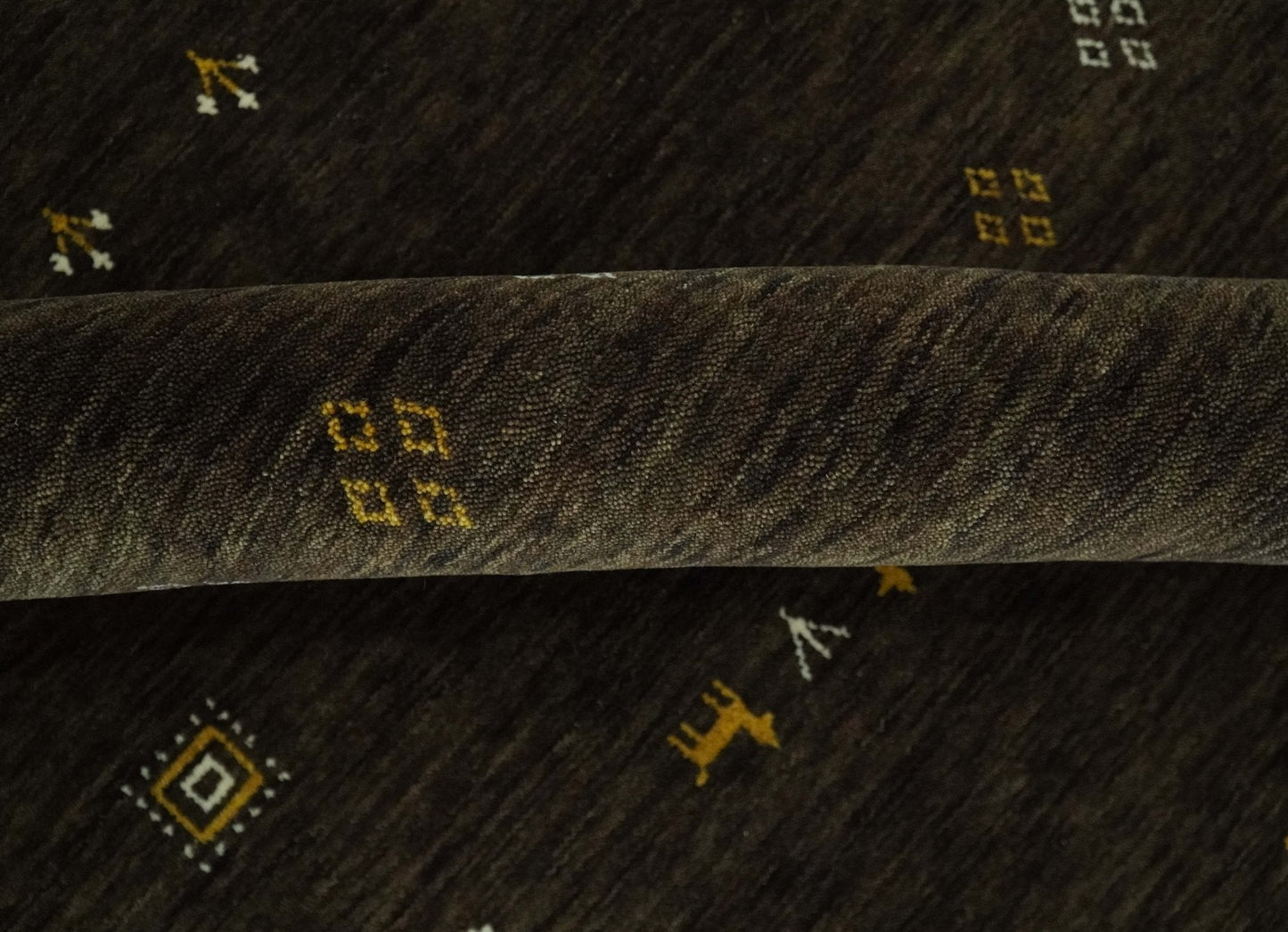 Custom Made Tribal look Greenish-Brown Traditional Hand loom Wool Area Rug