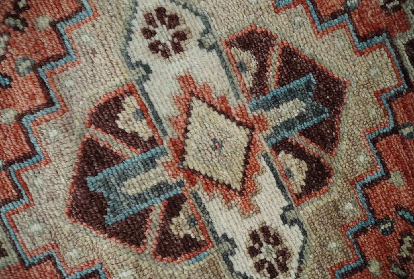 Custom Made Turkish Style Rust and Charcoal Traditional Medallion Hand knotted wool Area Rug