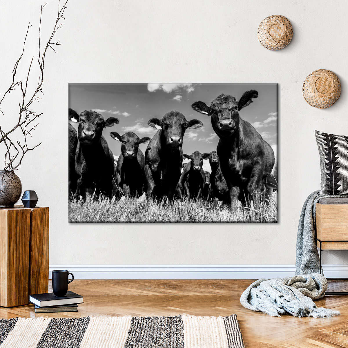 Monochrome Angus Cows Wall Art