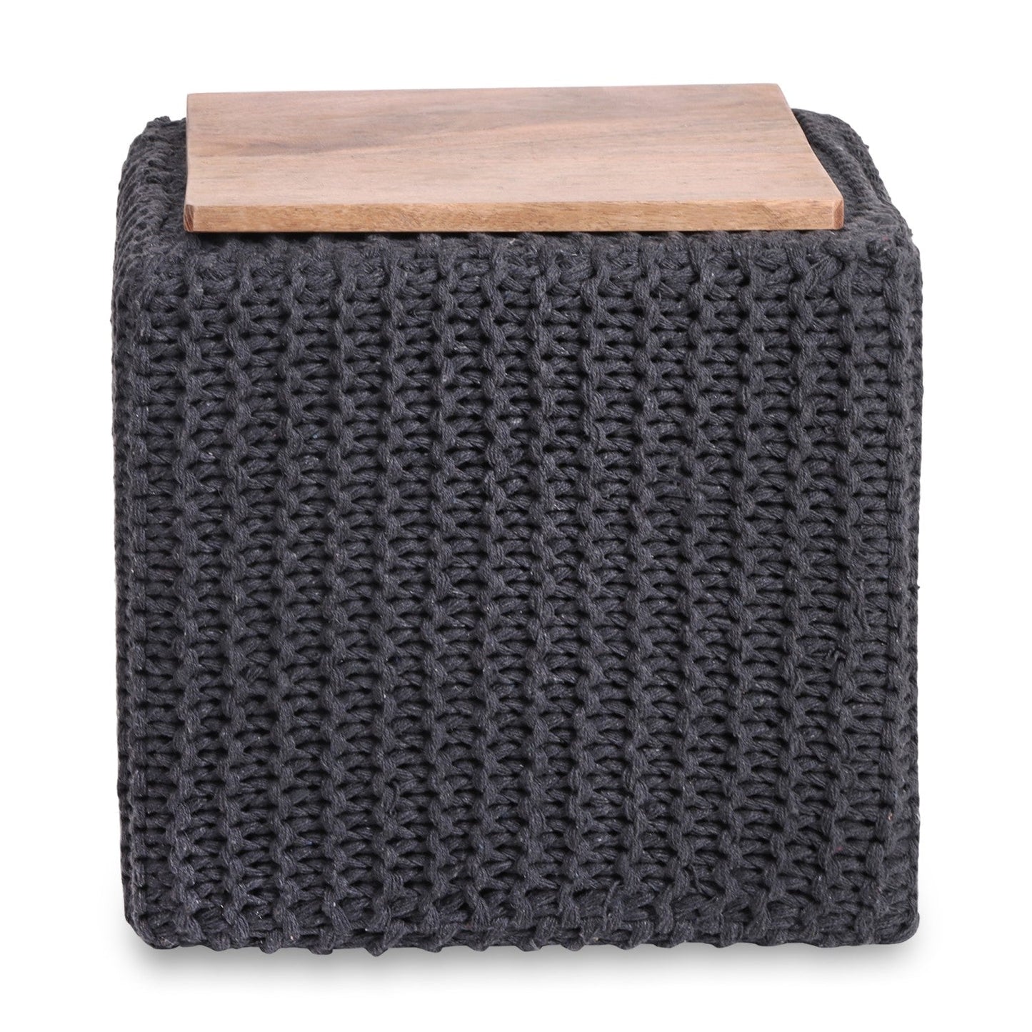 Amayah Pouf with Wooden Tray