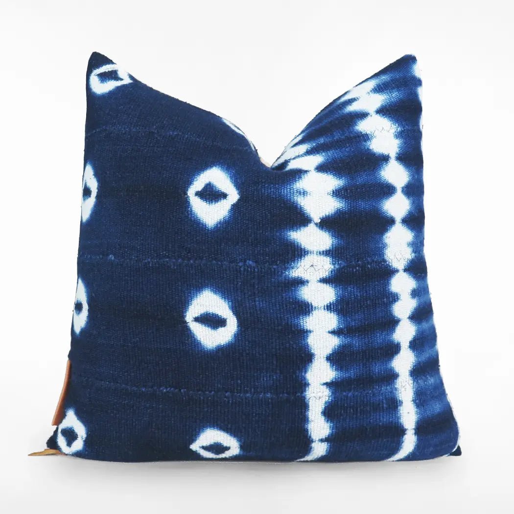 Blue and White Tie-Dye Throw Pillow | Artistic Accent Pillow