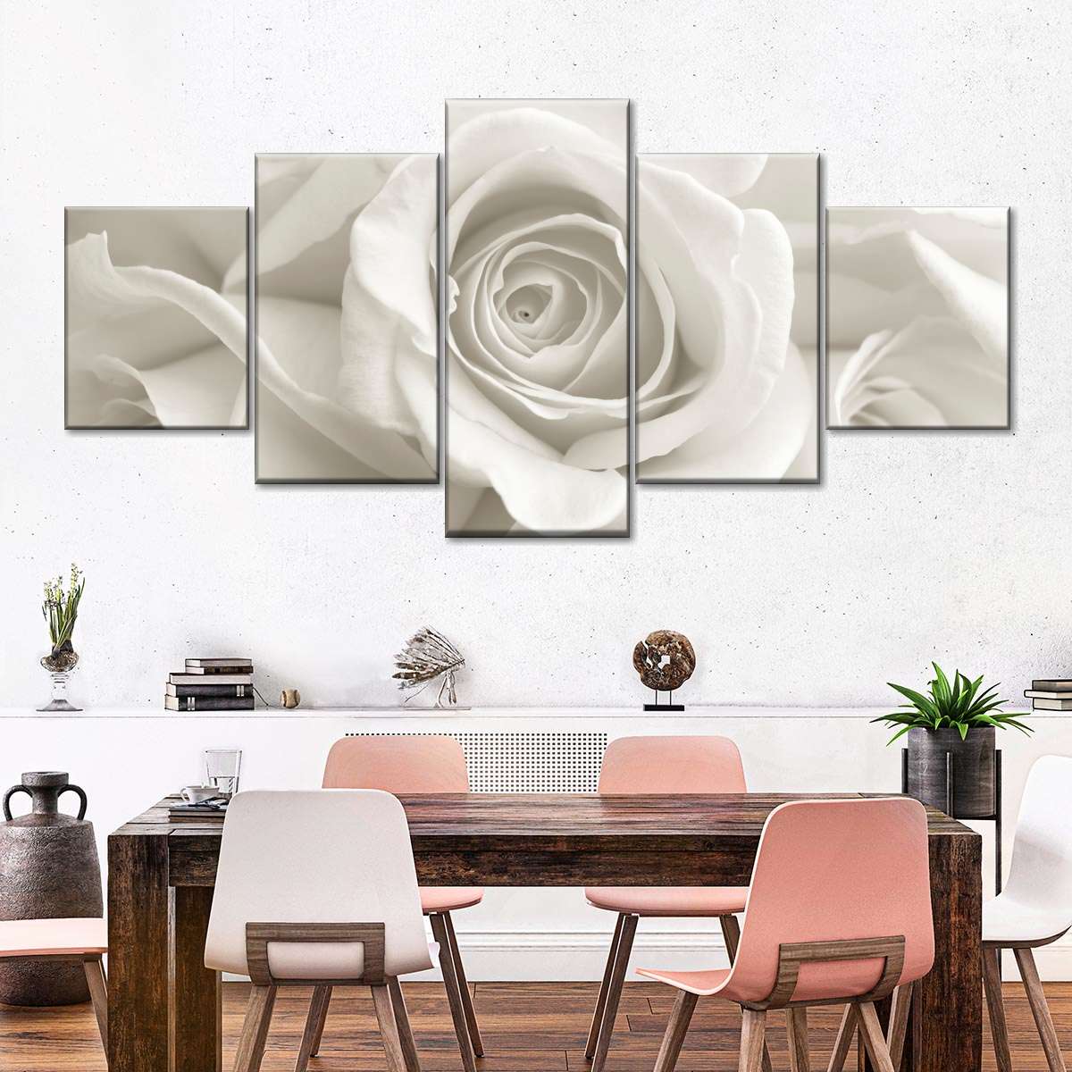 Pure White Roses Wall Art