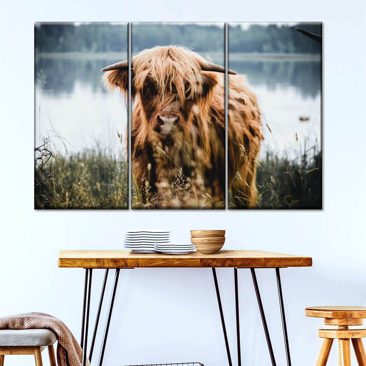 Lakeside Highland Cow Wall Art