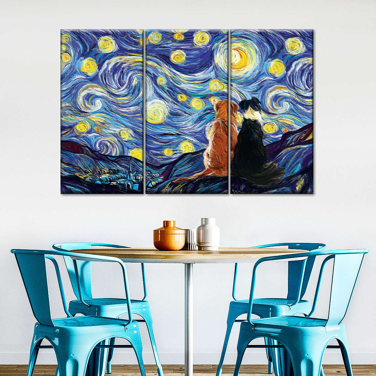 Dogs Journey Starry Night Wall Art