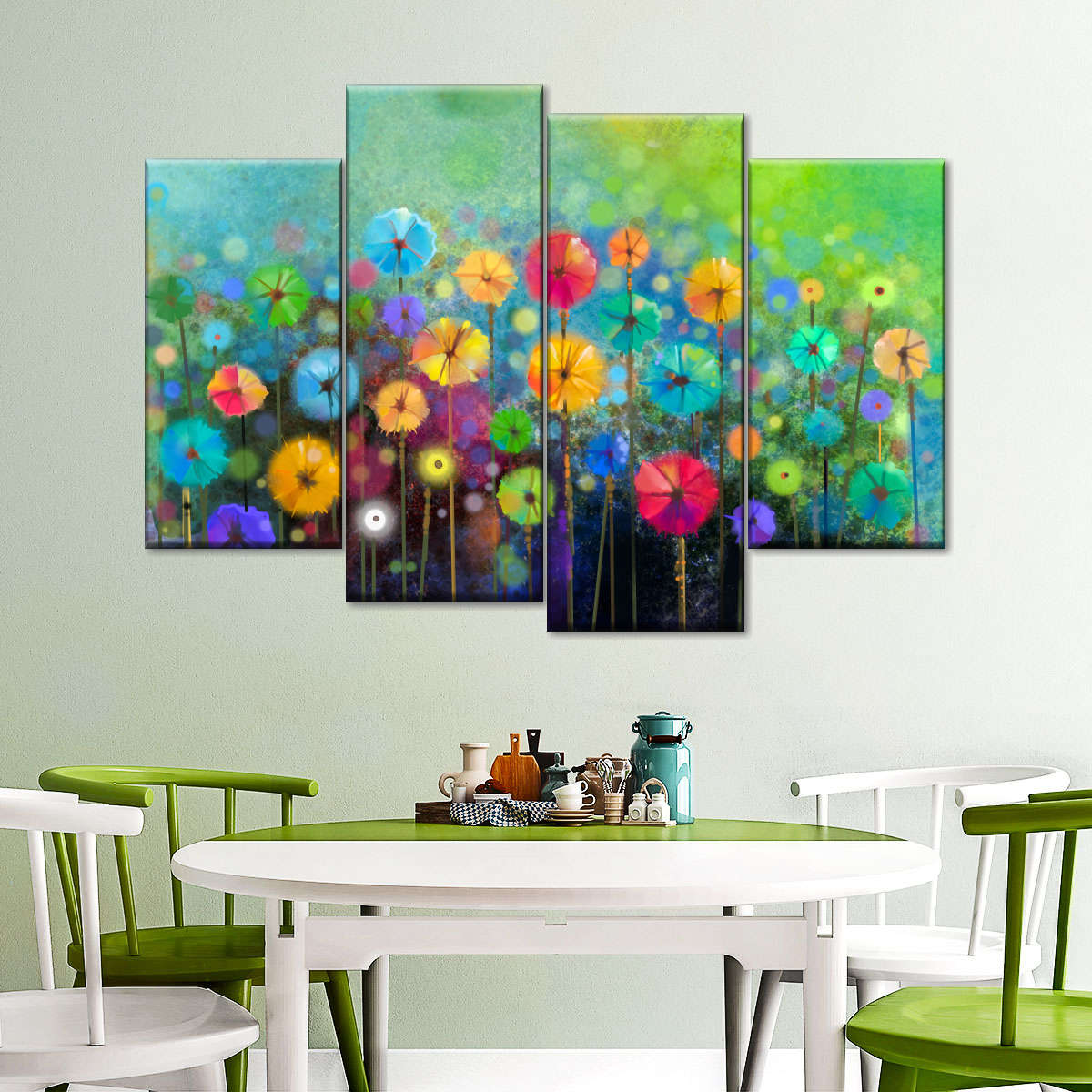 Rainbow Flowers Wall Art