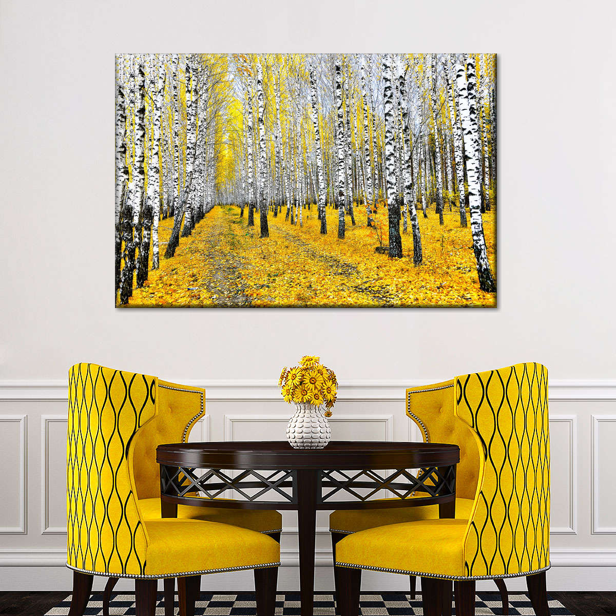 Autumn Birch Forest Trees Wall Art