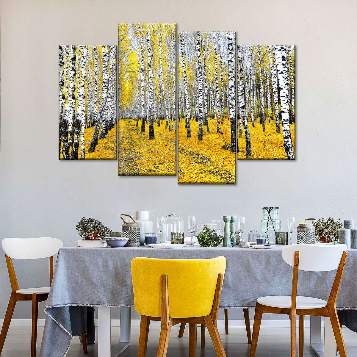 Autumn Birch Forest Trees Wall Art