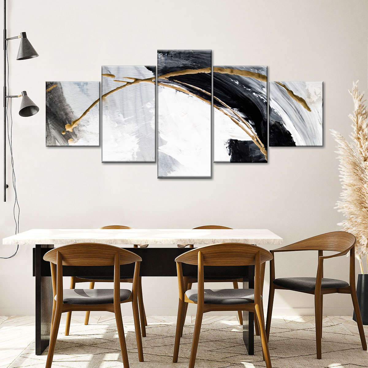 Black White And Gold Abstract Wall Art