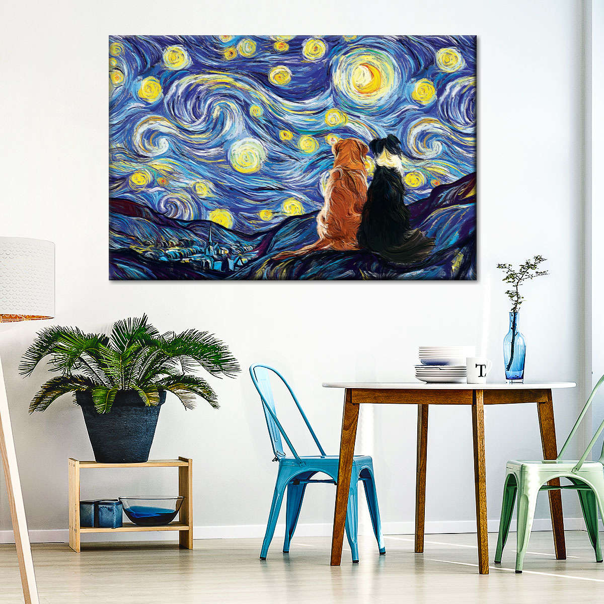 Dogs Journey Starry Night Wall Art