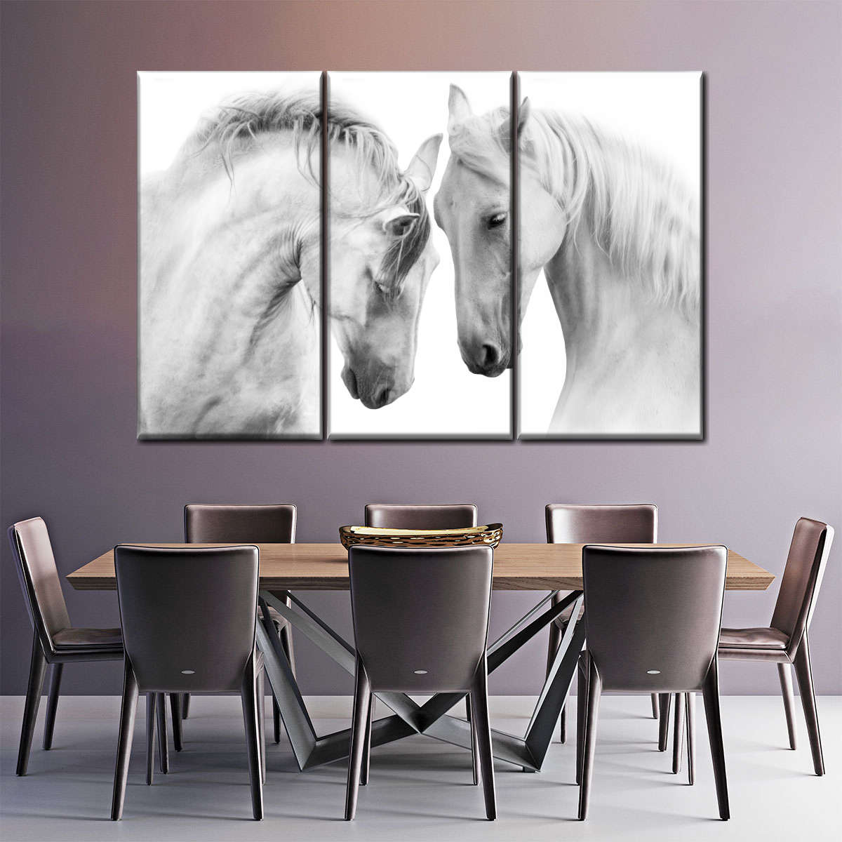 White Horse Couple Wall Art