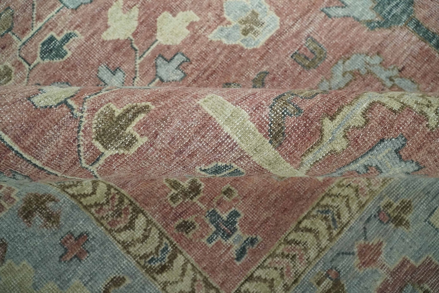 Distress Finished Tree of Life Hand Knotted Rust and Silver Custom Made Wool Rug