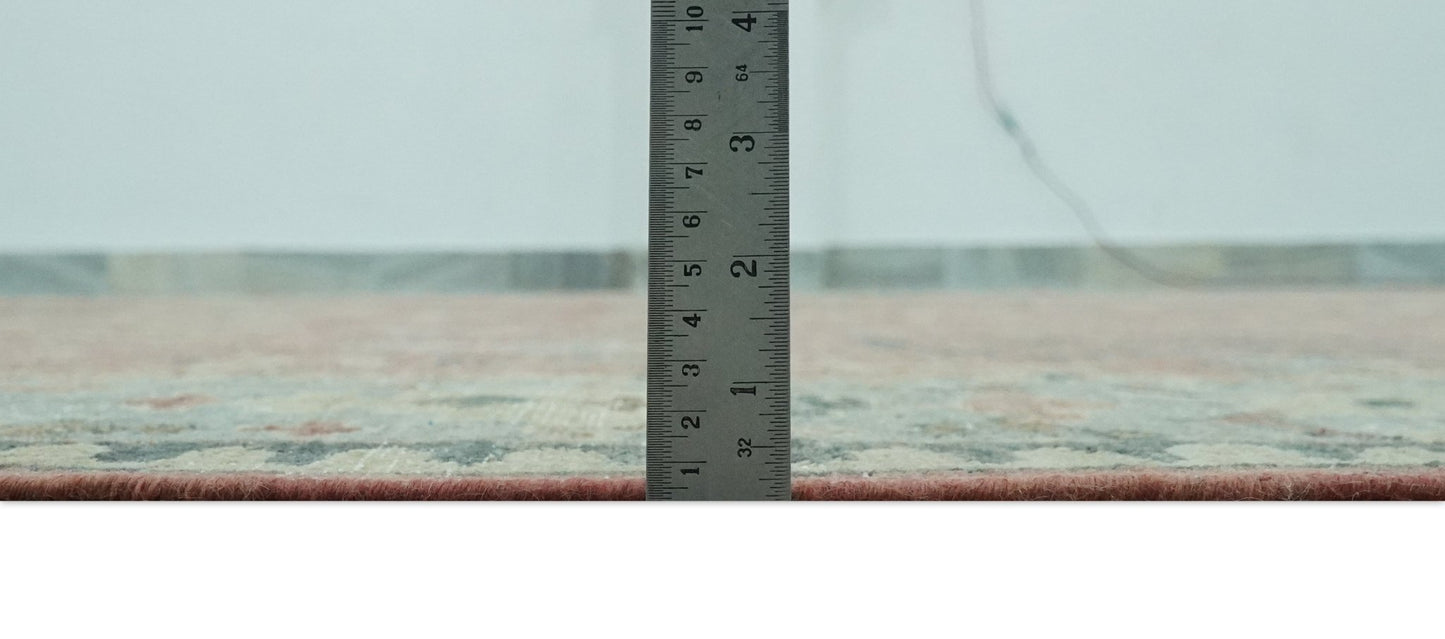 Distress Finished Tree of Life Hand Knotted Rust and Silver Custom Made Wool Rug