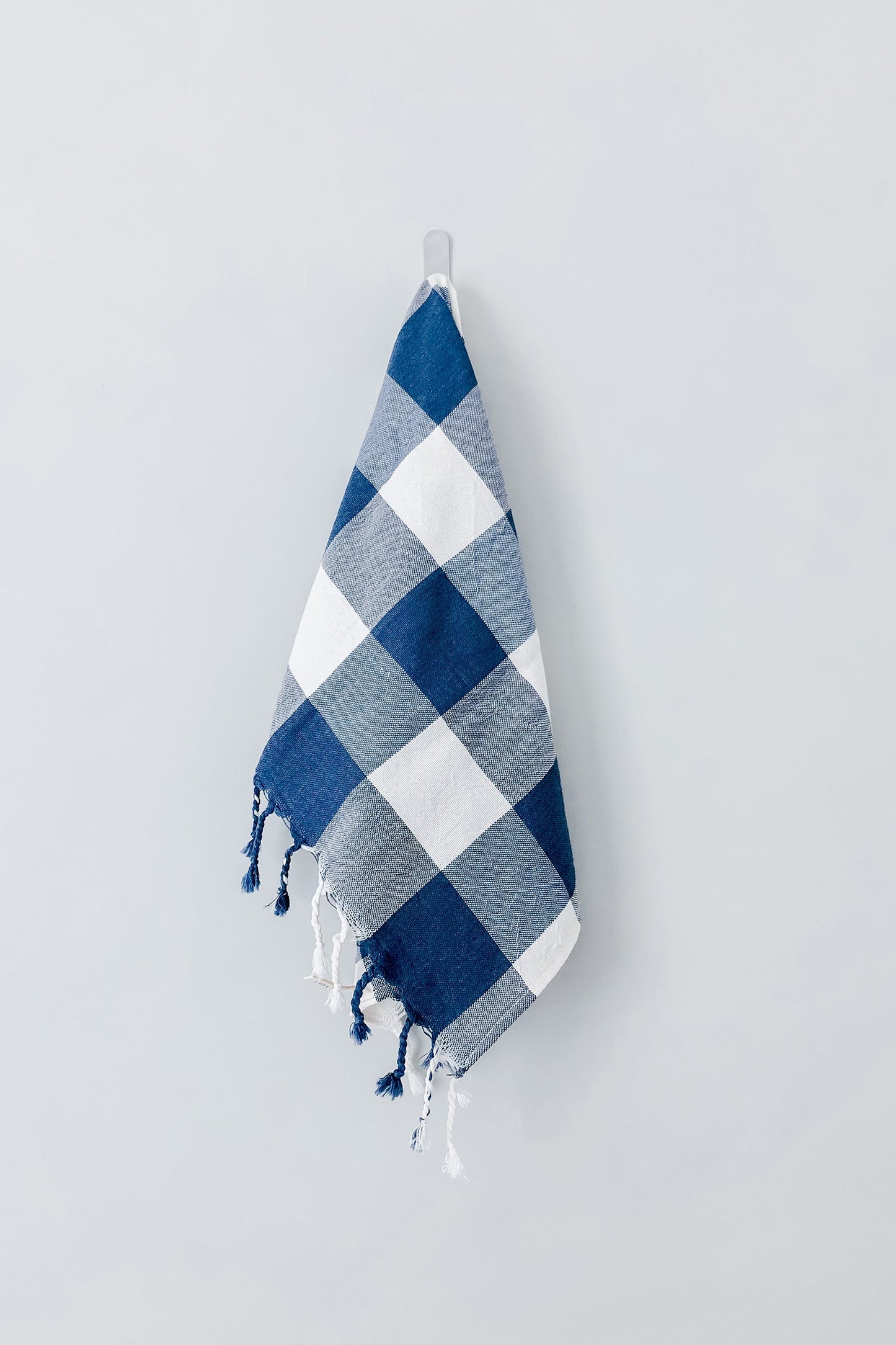 Ivory Navy Gingham Hand Towel