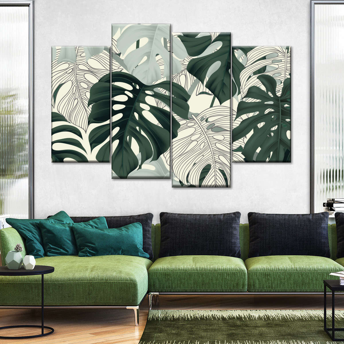 Jungle Monstera Leaves Wall Art