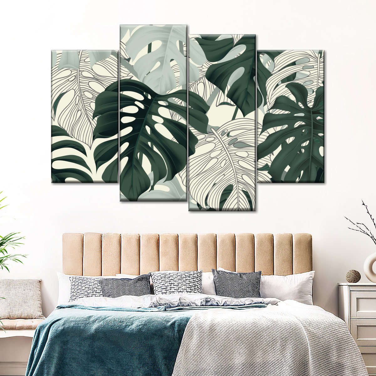 Jungle Monstera Leaves Wall Art