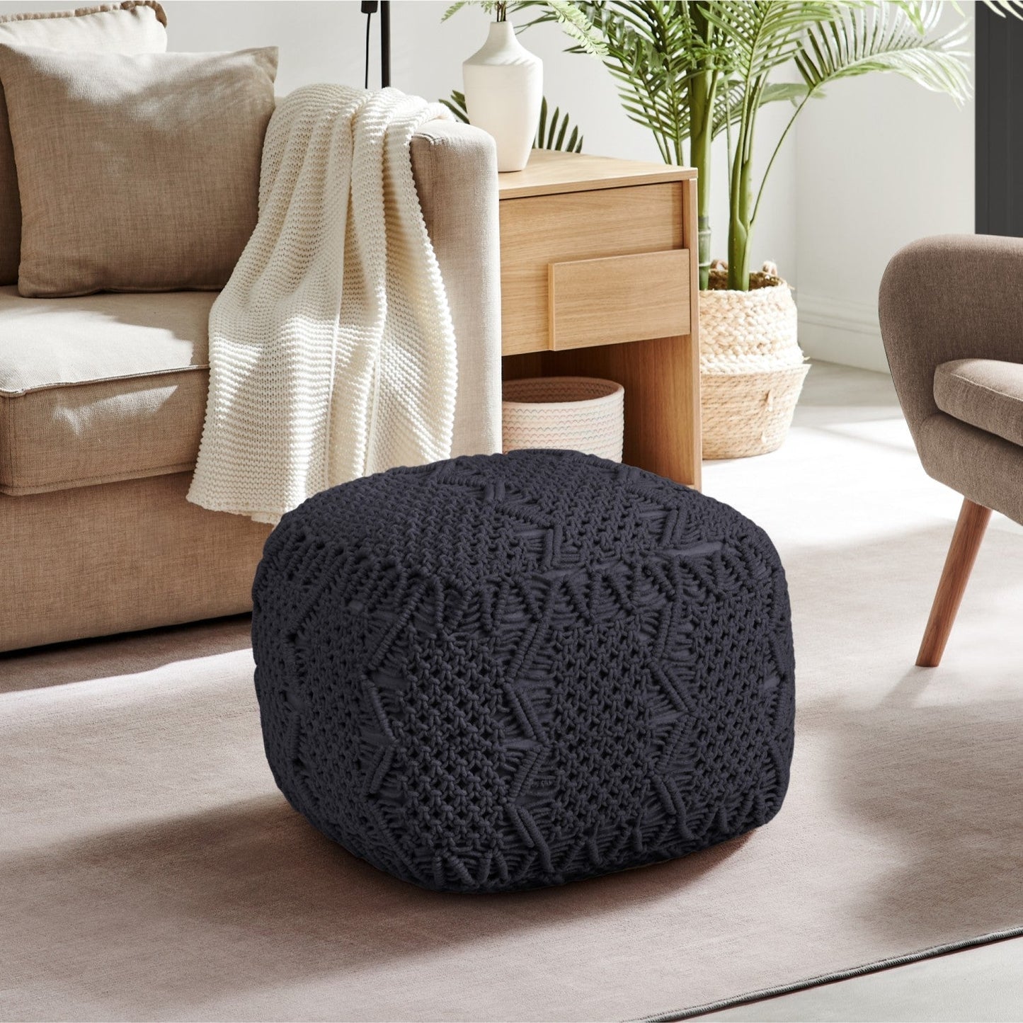 Gauge Hand Knitted Pouf