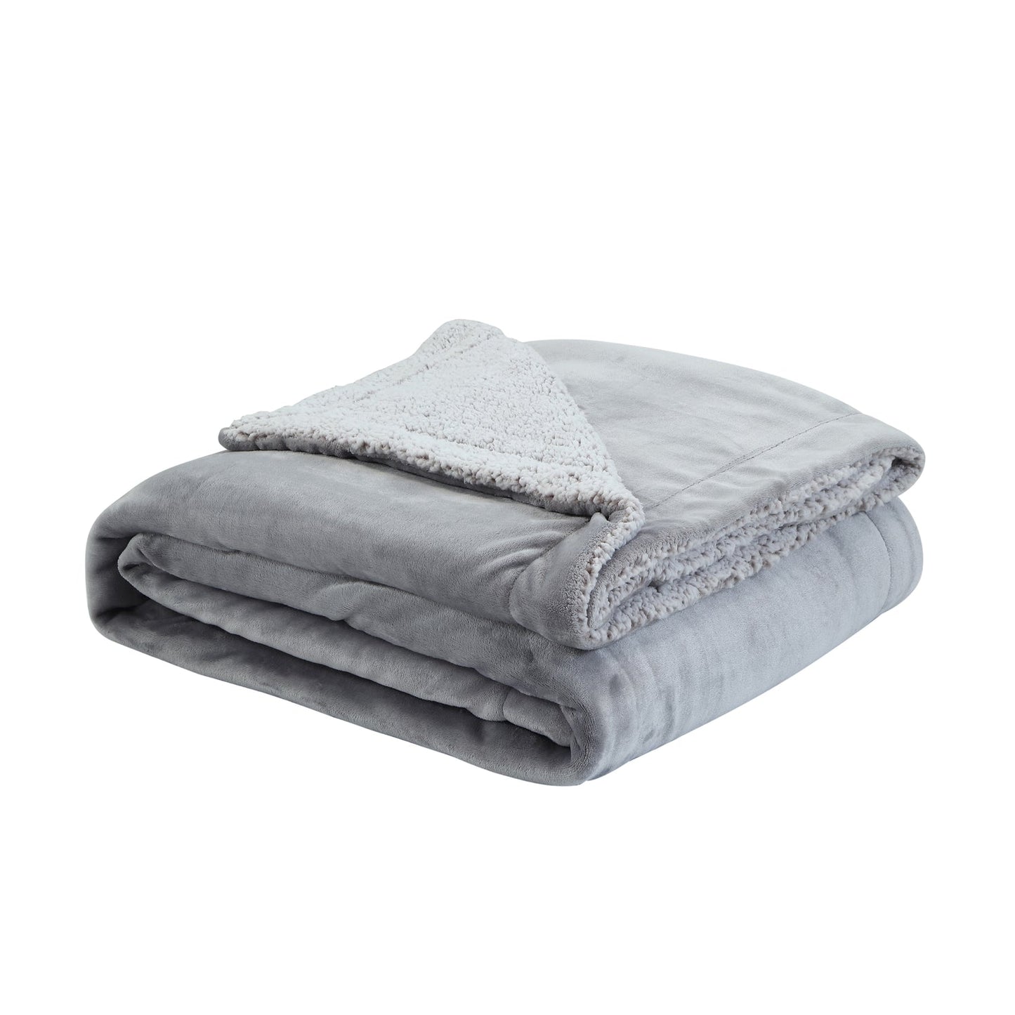 Zakary Flannel Reversible Heathered Sherpa Throw Blanket