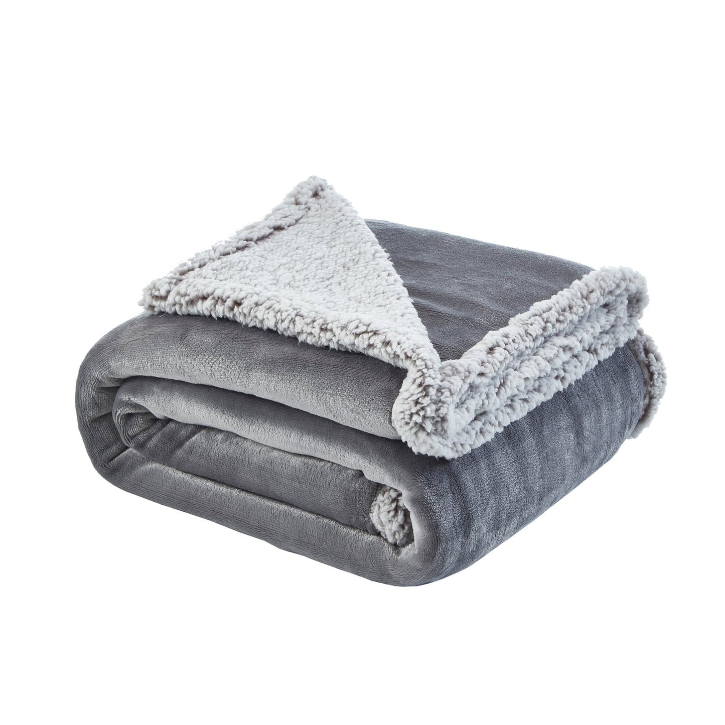 Zakary Flannel Reversible Heathered Sherpa Throw