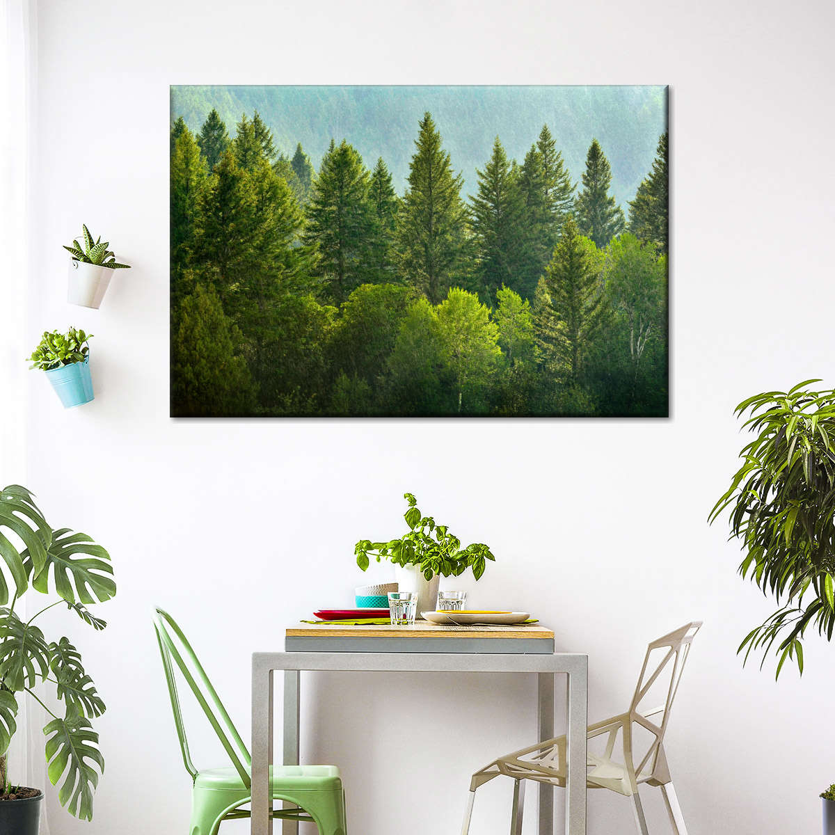 Lush Green Pine Trees Wall Art