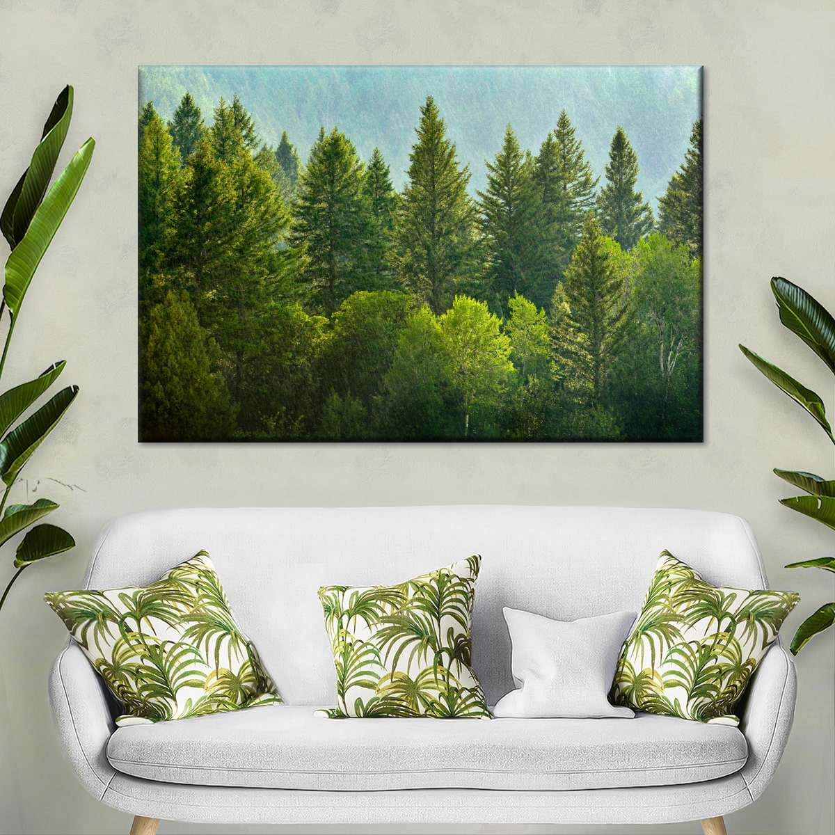 Lush Green Pine Trees Wall Art