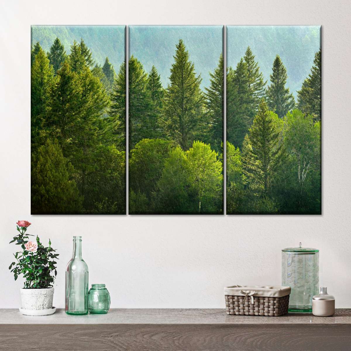 Lush Green Pine Trees Wall Art