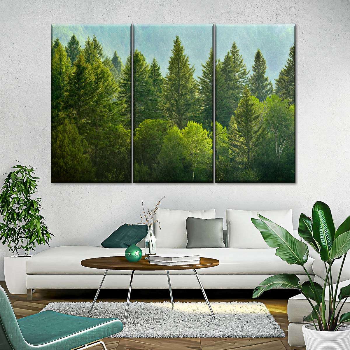 Lush Green Pine Trees Wall Art