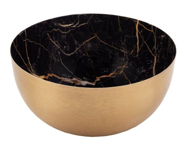 Black & Gold Faux Marble Bowl - 2 piece Set