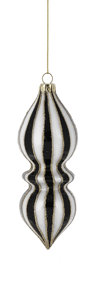 Black & White Striped Finial Ornaments