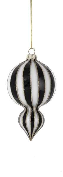 Black & White Striped Finial Ornaments