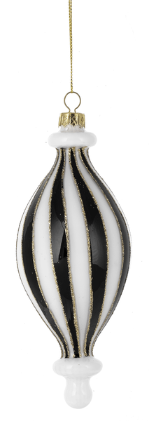 Black & White Striped Finial Ornaments