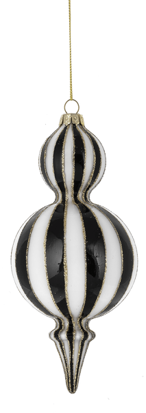 Black & White Striped Finial Ornaments