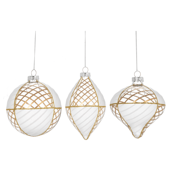 Gold & Frost Holiday Shape Ornaments