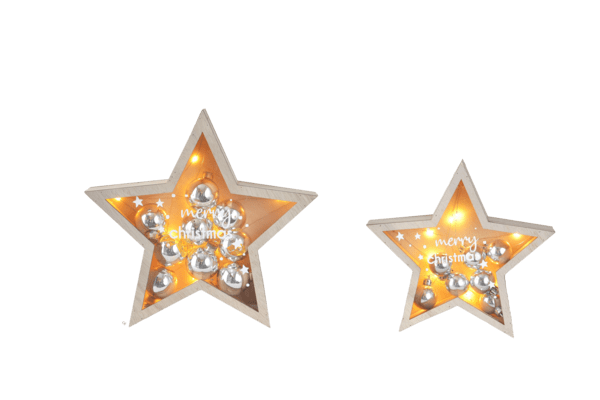 LED Light Up Star w/Ornament Figurine Set (2 pc. set)