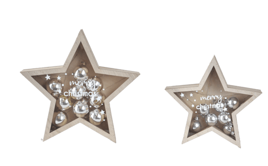 LED Light Up Star w/Ornament Figurine Set (2 pc. set)