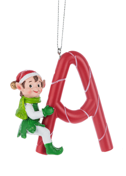 Elf Monogram Ornament - A