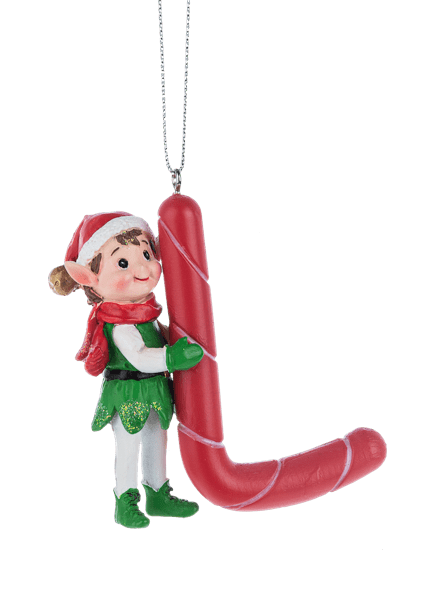 Elf Monogram Ornament - L