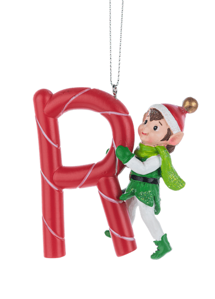 Elf Monogram Ornament - R