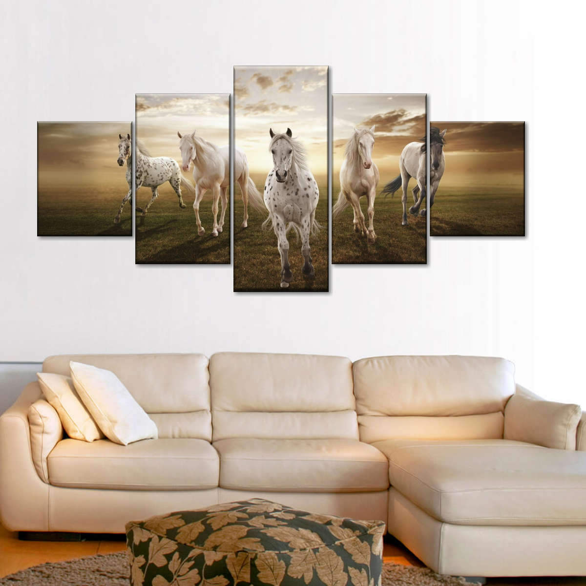 Dramatic White Horses Wall Art