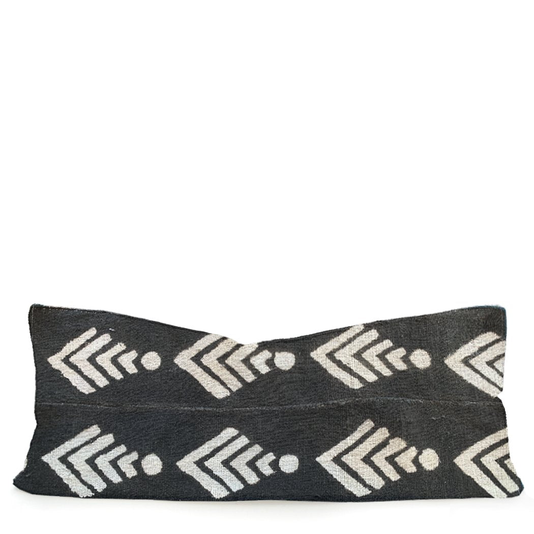 Handwoven Geometric Black and White Lumbar Pillow