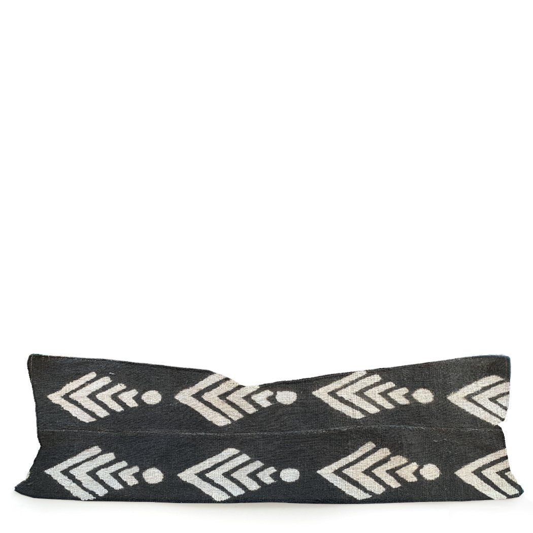 Handwoven Geometric Black and White Lumbar Pillow