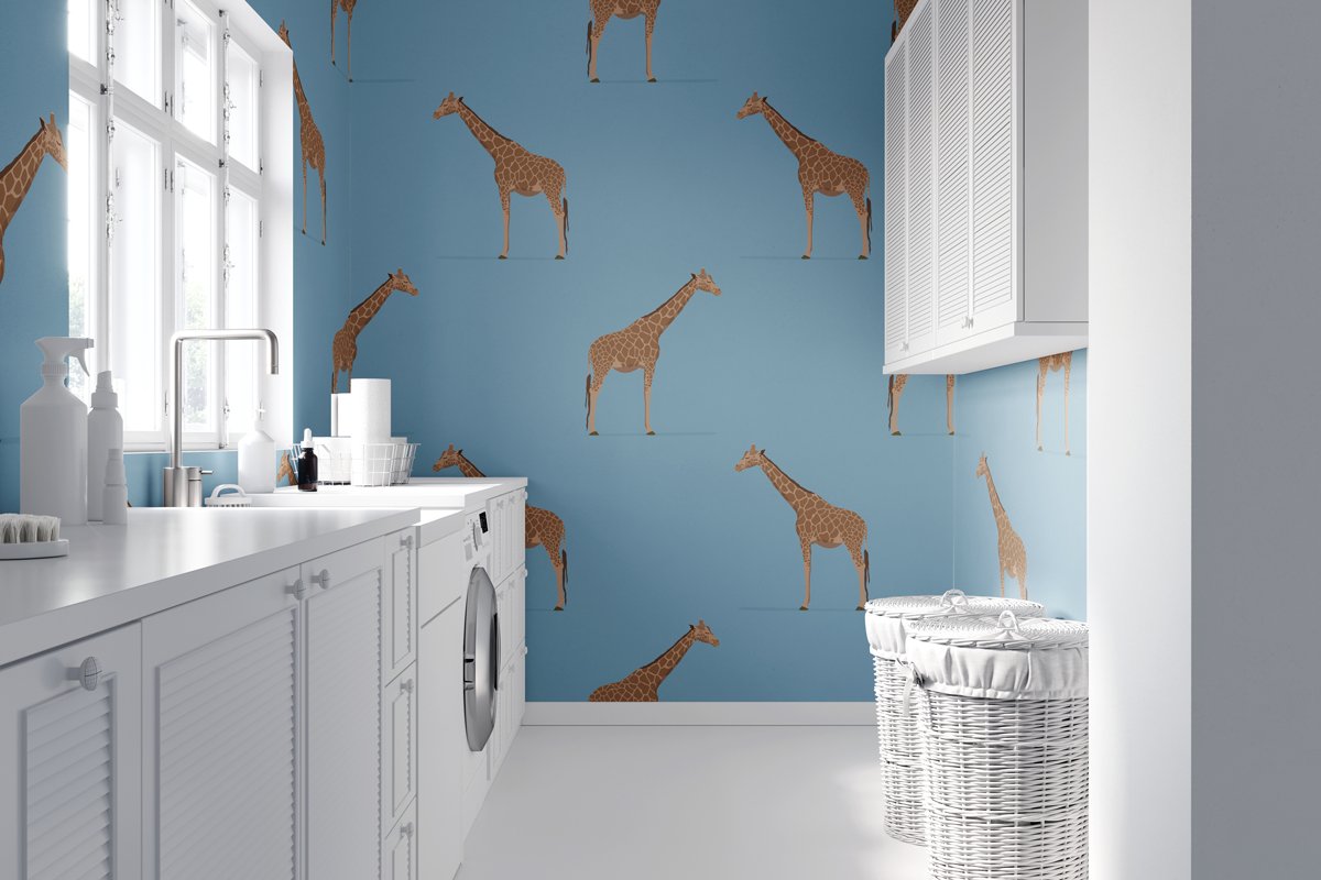 Giraffe Light Blue Wallpaper