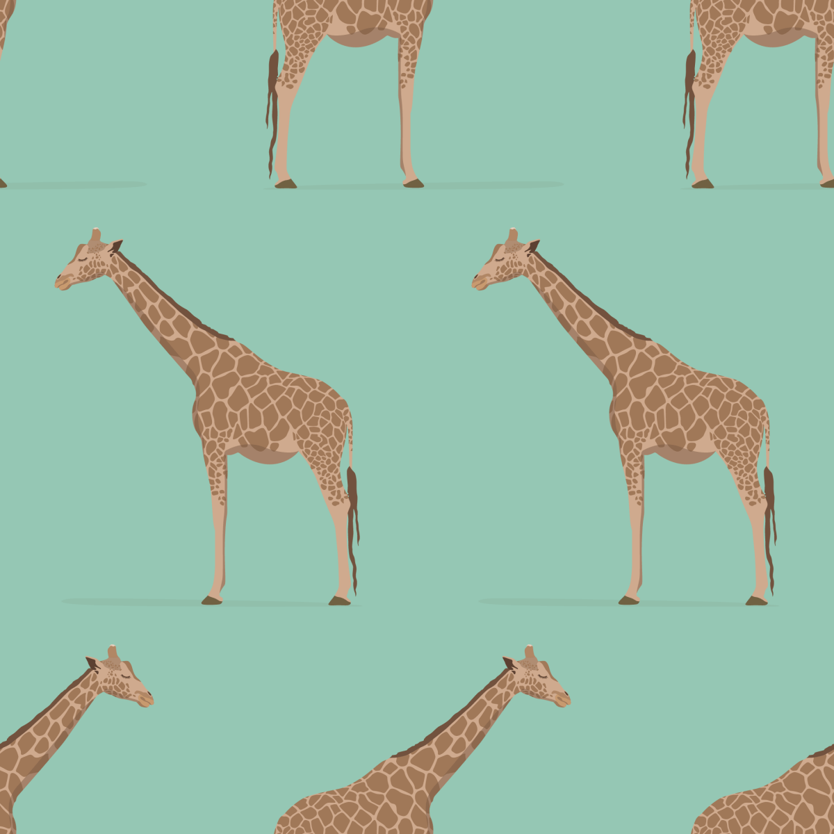 Giraffe Light Green Wallpaper