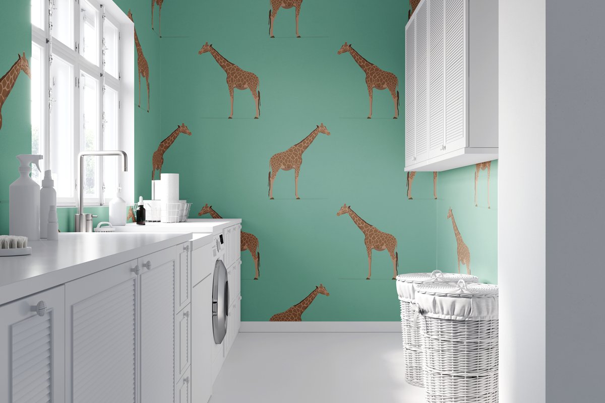 Giraffe Light Green Wallpaper