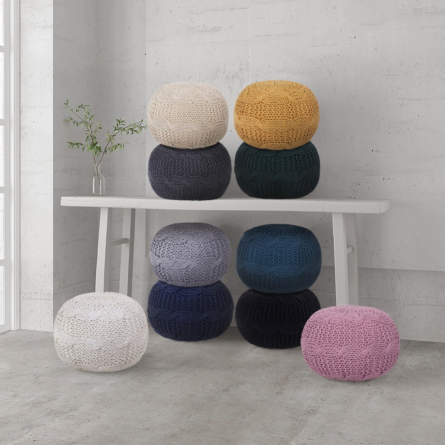 Samiyah Hand Knitted Pouf